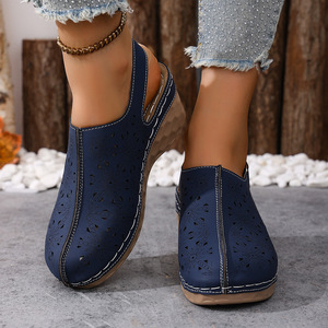 Women European and American Style Wedge Sandals Summer New Hollow Out Large Platform <b>Magic</b> <b>Tape</b> Closed-Toe Sandals - Product Image 2