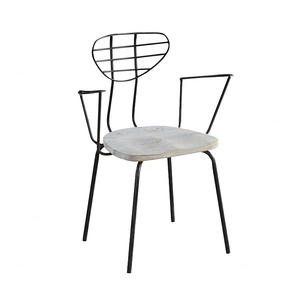 Style <span class=keywords><strong>industriel</strong></span> vintage accoudoir chaise de salle à manger en acier avec des sièges en bois - Product Image 1