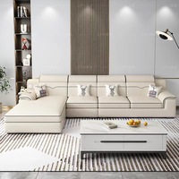 Juego de Sofás de Tela en Forma de L con Tecnología Nórdica sin Lavado, Altavoz Bluetooth, Moderno, de Tres o Cuatro Plazas para Sala de Estar