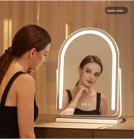 Miroir de maquillage LED simple face avec cadre métallique, miroir de coiffeuse haut de gamme pour dortoir, chambre de fille et maison