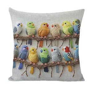 Federa Quadrata con Stampa 2D di Pappagallo Colorato, Morbida e Delicata sulla Pelle, in Peluche Corto, Design Moderno e Semplice per Divano - Product Image 4