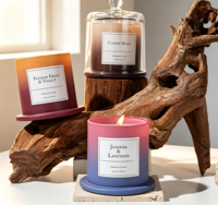 Bougie parfumée en cire de soja avec couvercle en verre dégradé et base en verre, faite à la main, respectueuse de l'environnement, cadeau de luxe pour Pâques