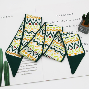 Cinta estrecha MIO, <span class=keywords><strong>serie</strong></span> verde de dos bordes, pajarita, banda para el pelo, corbata, bufanda, bolso ajustado, bufanda para mujeres y niñas, corbata de muñeca - Product Image 4