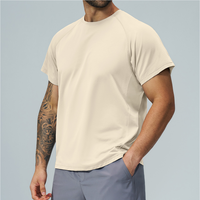 T-shirt à manches raglan pour homme avec logo personnalisé, séchage rapide, respirant, extensible, manches courtes, pour la gym, la course à pied, l'entraînement sportif