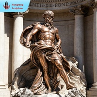 Statue de Poseidon, dieu grec, en bronze, laiton et cuivre, grande taille, pour aménagement paysager extérieur moderne de place publique, sculpture d'art métallique avec trident