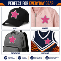 Patchs en chenille personnalisés, étoile rose, paillettes métalliques, thermocollants, avec velcro, pour veste de cheerleading, sac à dos, cadeau