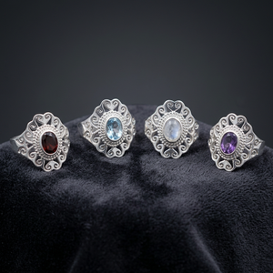 Handmade 925 Sterling Silver Women's Gemstone <b>Rings</b> with Topaz and Bezel Setting Wholesale From Indian Seller - Product Image 2