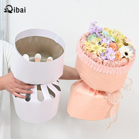 Bolsa Redonda para Ramos de Flores Qibai, Caja de Embalaje de Flores de Papel con Laminación Mate y Tipo de Carpeta de Relieve