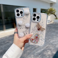 Galvanoplastie cadre de caméra papillon cerise colle étui de téléphone portable adapté pour iPhone 16Promax transparent PC housse de protection