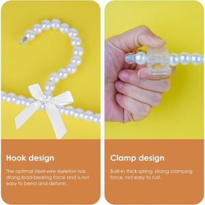 Cintres pour pantalons en perles <span class=keywords><strong>Porte</strong></span>-vêtements en plastique avec nœud papillon avec organisateur à clips pour ranger les robes Chemises Pantalons Jupes dans le placard des chambres à coucher - Product Image 3