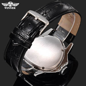 Reloj Mecánico Automático de Esqueleto para Hombre WINNER SLZ25, Diseño de Moda con Esfera Triangular Plateada y Cristal, Reloj Masculino al por Mayor - Product Image 4