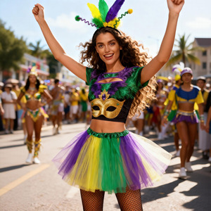 Disfraz <span class=keywords><strong>de</strong></span> <span class=keywords><strong>Carnaval</strong></span> Brasileño para Mujer, Conjunto <span class=keywords><strong>de</strong></span> Disfraz para Fiesta, Top Morado y Verde, Falda <span class=keywords><strong>de</strong></span> Tul para Adultos - Product Image 2