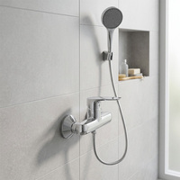 Ensemble de douche mural en laiton poli avec mitigeur monocommande eau chaude/froide à cartouche céramique pour hôtels et villas