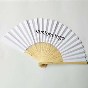 Wholesale DIY Custom logo Portable 7-inch Mini White Folding Blank Bamboo Rib Paper Hand Fans for Women Wedding and Dancing