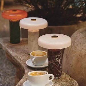 Lámpara de Escritorio Inteligente de Mármol con Carga Inalámbrica, Pantalla de Vidrio, Moderna, Portátil, USB, Iluminación Ambiental para Mesa de Noche, para Hotel y Hogar - Product Image 5