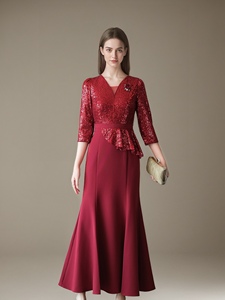 L-5XL elegante da <span class=keywords><strong>sera</strong></span> in raso per donna abito lungo con scollo a V Maxi Casual romantico per feste matrimoni abiti da sposa <span class=keywords><strong>madre</strong></span> - Product Image 2