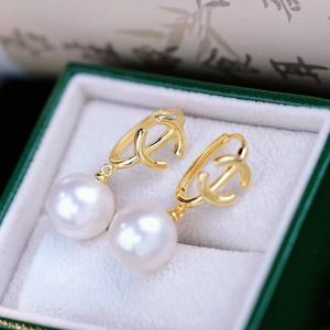 WENCHI S925 Argent pur, accessoires de perles DIY, boucle d'oreille vide avec perles de 9 à 13 mm, boucles d'oreilles pendantes tendance, modèle 11054, Chine - Product Image 2