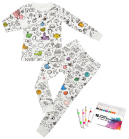 Pyjama de coloriage et de peinture pour enfants, à personnaliser, en viscose de bambou douce, taille élastique, ensemble 2 pièces unisexe, collection Printemps