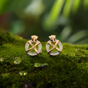 Fashion Stud <b>Earrings</b> 316L Stainless Steel PVD Gold Plating Sustainable Resistant Round Design - Product Image 3