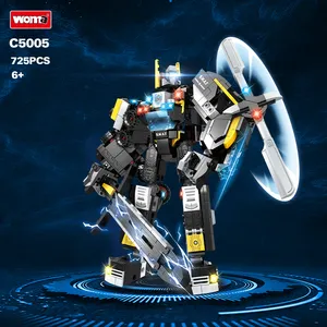 WOMA TOY Model Wholesale Customize Special Police Armored Vehicle SWAT Helicopter 4 in 1 Mecha Robot Building Block Brick Set