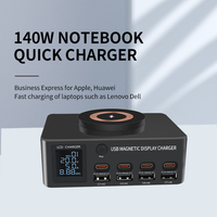 PD 140W 100W 15W 9 en 1 QC3.0 Chargeur sans fil avec support de téléphone portable magnétique pour iPhone 15 Pro Max Smart Phones Ordinateur portable