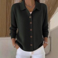 Nuovo Cardigan in Maglia con Collo a Polo Autunno 2026, Stile Francese Chic, Bottoni, Oversize, Maglione Rosa Plus Size per Donna