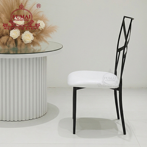 Chaise d'hôtel moderne FUMAI FURNITURE à dossier croisé, structure en métal noir, assise en mousse blanche, mobilier commercial d'intérieur - Product Image 2