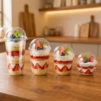 Gobelets en plastique PP jetables de 95 mm avec logo personnalisé imprimé en forme de U, 250 ml, 360 ml, 500 ml, 700 ml, pour l'emballage de desserts, de yaourts et de gâteaux