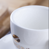 Tasse à café, cappuccino, latte, expresso en céramique avec soucoupe, 2/5/8 oz, style vintage, boîte cadeau royale, logo personnalisé, écologique, sans danger pour les aliments