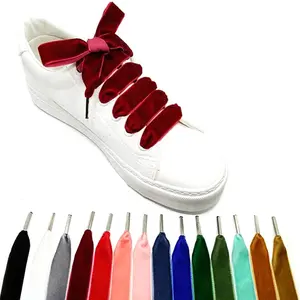 Wholesale Custom Creative Personality Wide Flat Single Side Velvet Shoelaces Fluffy Shoe laces