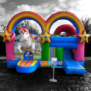 Ngoài trời Cầu Vồng & <span class=keywords><strong>Unicorn</strong></span>-Lấy cảm hứng từ <span class=keywords><strong>Inflatable</strong></span> Jumper trượt Bounce House Bouncer lâu đài và trượt Combo - Product Image 2