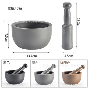 Mortar And Pestle Set Black And Gray Manual Herb Grinder Garlic Mincer Versatile Kitchen Tool For Crushing Spices And Herbs - Product Image 3