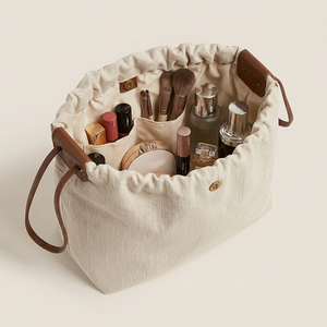 Bolsa de Cosméticos de Lona Personalizada para Mujer, Estuche de <span class=keywords><strong>Maquillaje</strong></span> con Cordón, Organizador de Artículos de Aseo para Viaje, Marca Privada, OEM, ODM - Product Image 1
