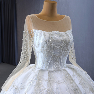 Moderno bianco a maniche lunghe elegante signora tutù gonna con decorazione in pizzo abito da <span class=keywords><strong>sposa</strong></span> damigella RSM231115 - Product Image 6