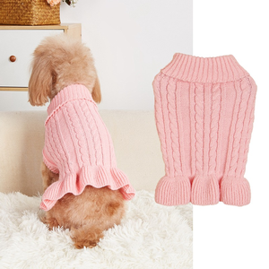 Robe pull tricotée pour chien, col roulé classique, motif torsadé, pour temps froid, mignonne, pour <span class=keywords><strong>chiot</strong></span> - Product Image 3