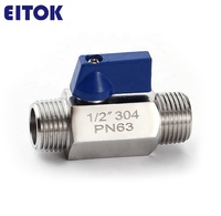 SS mini vanne à bille mâle en laiton 1/8 1/4 3/8 1/2 3/4 bsp npt mini vanne à bille de gaz en acier inoxydable 316 mini vanne à bille parker
