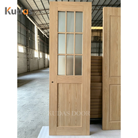 Porte intérieure moderne de style nordique à 9 panneaux en verre dépoli, grain de bois chêne blanc, insonorisée, pour chambre à coucher et maison