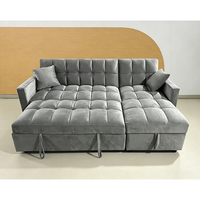 Canapé d'angle convertible en velours de style américain avec lit escamotable et rangement pour appartement