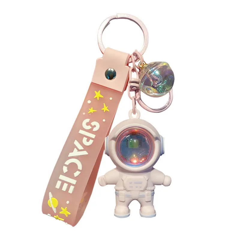 Baimao Luxury Designer Anime 3d Cartoon Diy Astronaut Sunset Emitting Keychain With Led Light