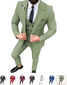 XXS-7XL большие мужские костюмы для выпускного, смокинг, обтягивающий костюм из <span class=keywords><strong>3</strong></span> предметов для жениха, Свадебный костюм для мужчин, пиджак, жилетка, брюки - Product Image 3