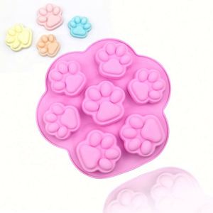 Eco-Friendly Free Sample 7 Hole Cute <b>Cat</b> Feet Shape Silicone Candle Molds Hand Make Cake Mould Soap Making Resin OEM\ODM - Product Image 1