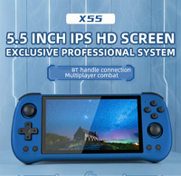 Consola de Juegos Retro Portátil Powkiddy X55 RK3566 con Pantalla IPS de 5.5 Pulgadas y 720p, Sistema Linux de Código Abierto, WiFi, TV, 4000 mAh, Juegos
