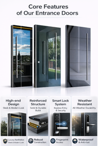 Puerta <span class=keywords><strong>de</strong></span> Entrada Inteligente <span class=keywords><strong>de</strong></span> Aluminio para Villa, Puerta Exterior Pivotante <span class=keywords><strong>de</strong></span> Metal, Puerta Frontal Moderna <span class=keywords><strong>de</strong></span> <span class=keywords><strong>Seguridad</strong></span> <span class=keywords><strong>de</strong></span> Aluminio Fundido - Product Image 4