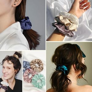 Vente en gros Chouchous pour cheveux en satin de soie de couleur unie pour femme Vente en gros Cravates pour cheveux en soie personnalisés - Product Image 6