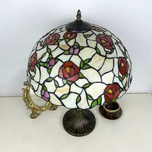 Longhuijing 16 Inch Eco-Friendly Simple Floral Stained Glass Dome Lampshade Bedside Lamp E26 Flexible Design Mediterranean Style - Product Image 5