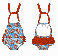 Romper Bayi Perempuan Berkualitas Tinggi Motif Sapi Barat Bahan Serat Bambu Kerah Halter Hiasan Ruffle Model Bodysuit Satu Potong Gaya Pakaian Renang Musim Panas