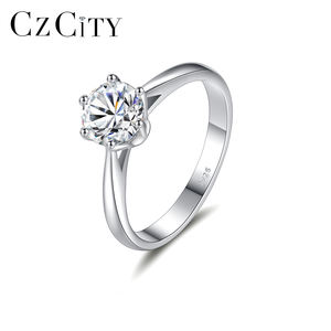 Cincin Pernikahan CZCITY Perak Sterling Berlian VVS Perhiasan Wanita Tren 2026 Cincin Moissanite Abadi - Product Image 1