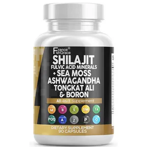 Suplemen Shilajit murni 10,000mg Himalayan w lumut laut 6000mg Ashwagandha 6000 Tongkat Magnesium Boron