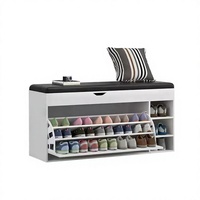 Meuble de rangement à chaussures en bois durable de style moderne et luxueux pour salon, avec pivotement et banc intégré