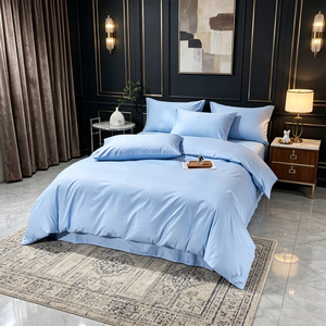 Parure de <span class=keywords><strong>lit</strong></span> hôtelière en tissu uni de qualité supérieure, ensemble quatre pièces en pur coton, housse de couette, literie pour hôtel et maison d'hôtes - Product Image 2